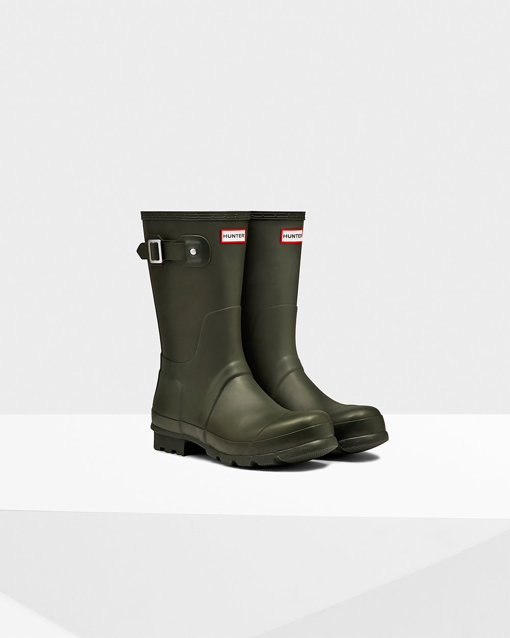 Botas de Lluvia Cortas Hunter Hombre - Original - Verde Oscuro Oliva - PZEFLGJ-54